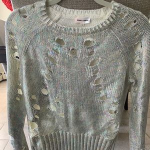 Metallic distressed sweater